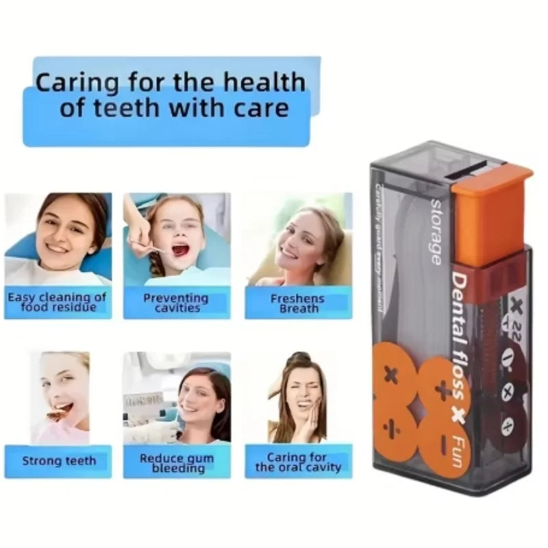 Portable Floss Dispenser Includes 10Pcs Floss Automatic Ejectable Floss Organiser Oral Care Press-on Disposable Flossing Sticks