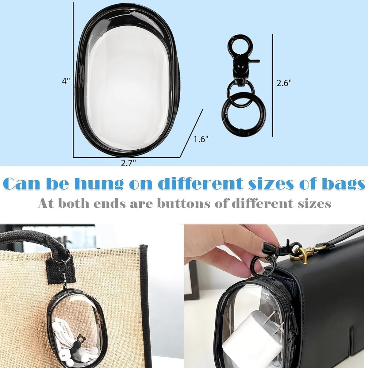 Multi Functional Storage Bag Transparent Data Cable Charger Storage Box Portable Zipper Dustproof Storage Box Small Doll Storage