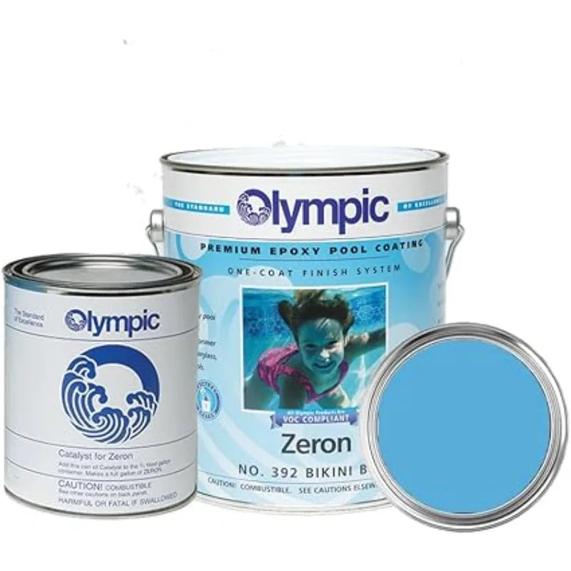 Pool Paint Zeron Bikini Blue 1 Gallon Two-part Epoxy Swimming Pool Paint  One coat For Plaster, Fiberglass