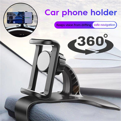 Universal Car Phone Holder - 360° Rotatable Auto Grip Dashboard Stand for Mobile Phones