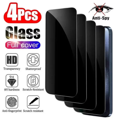 NNBILI 4PCS Privacy Screen Protectors For iPhone 15 13 12 14 16 17 Pro Max Mini Anti-spy Tempered Glass For iPhone 17Air Glass
