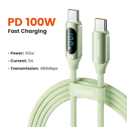 Toocki Type C to Type C Cable 100W PD Fast Charging Charger USB C to USB C Display Cable For Xiaomi POCO F3 Realme Macbook iPad