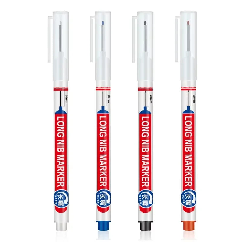 4Pcs/Set 20mm Deep Hole Long Nib Head Markers For Metal Perforating Pen Waterproof Bathroom Woodworking Decoration Multi-Purpose