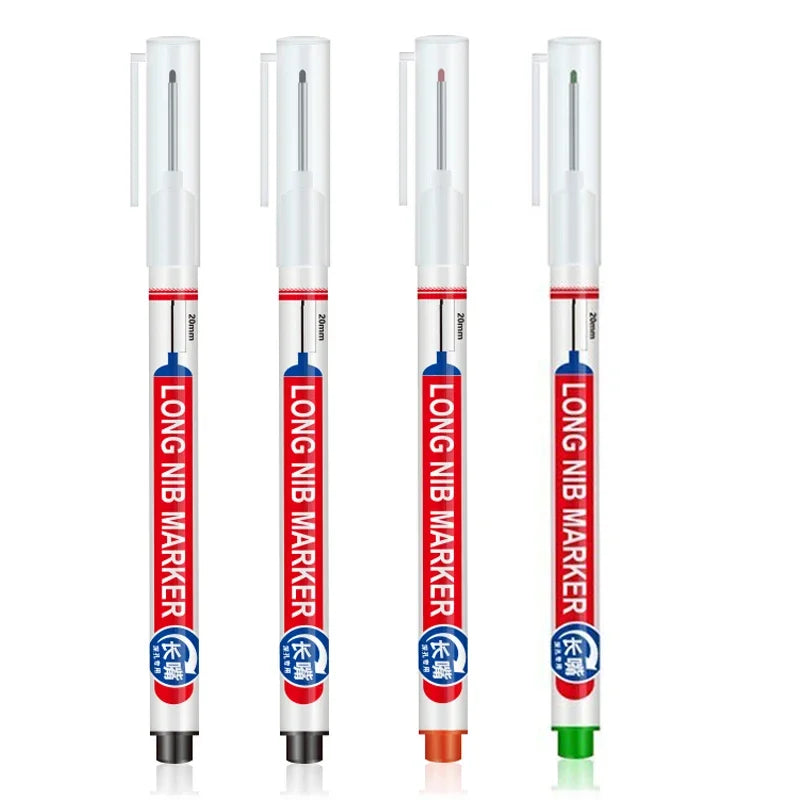 4Pcs/Set 20mm Deep Hole Long Nib Head Markers For Metal Perforating Pen Waterproof Bathroom Woodworking Decoration Multi-Purpose