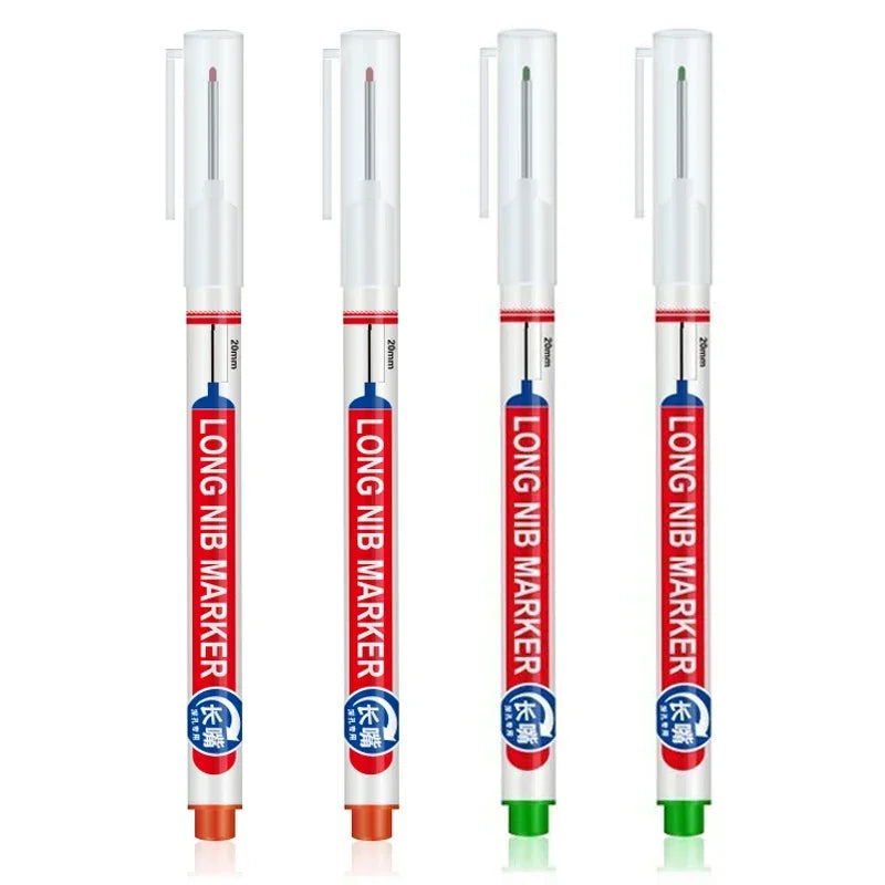 4Pcs/Set 20mm Deep Hole Long Nib Head Markers For Metal Perforating Pen Waterproof Bathroom Woodworking Decoration Multi-Purpose