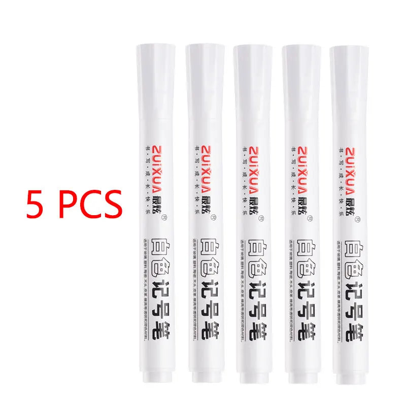 3/5 PCS White Marker Pens - 2.0mm Oily Waterproof Gel Pen for DIY Graffiti, Sketching, School Supplies