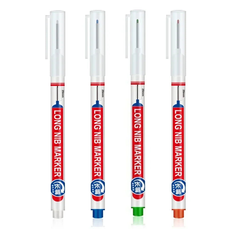 4Pcs/Set 20mm Deep Hole Long Nib Head Markers For Metal Perforating Pen Waterproof Bathroom Woodworking Decoration Multi-Purpose