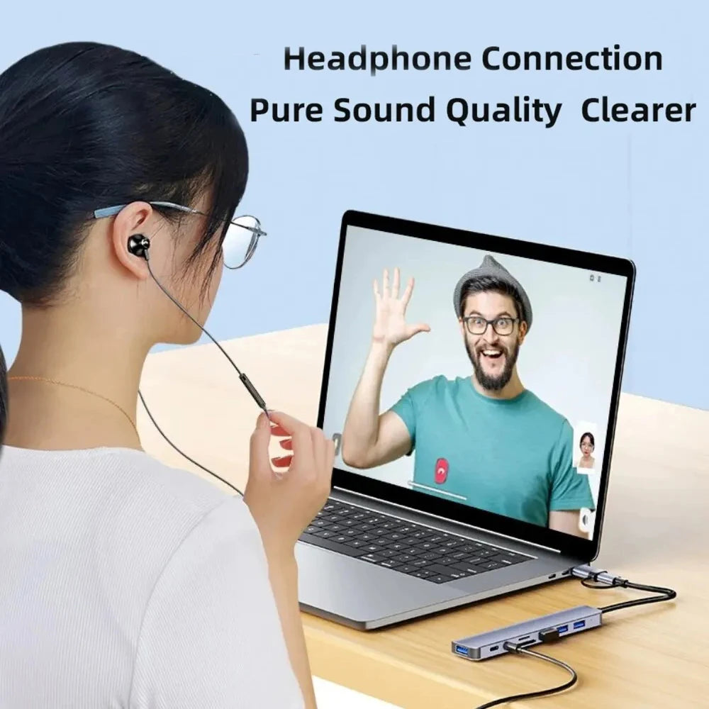 USB-C Hub USB 3.0 HUB C Ports to 7 Ports USB HUB USB Splitter with USB 3.0 4 USB 2.0 and 2 USB C Ports USB Distributor