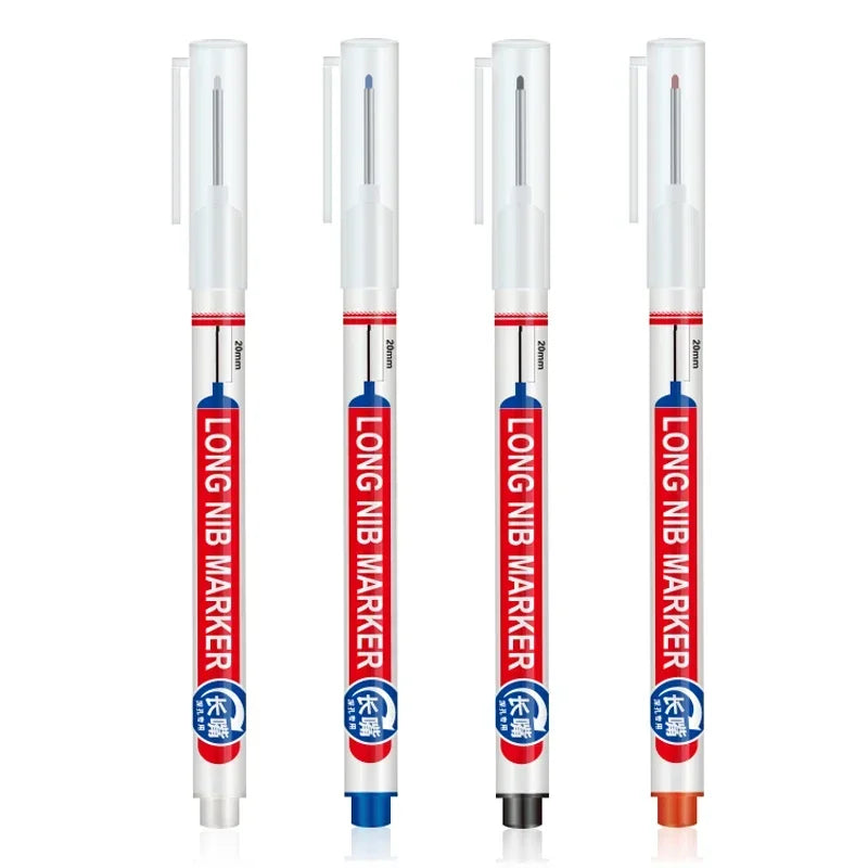 4Pcs/Set 20mm Deep Hole Long Nib Head Markers For Metal Perforating Pen Waterproof Bathroom Woodworking Decoration Multi-Purpose