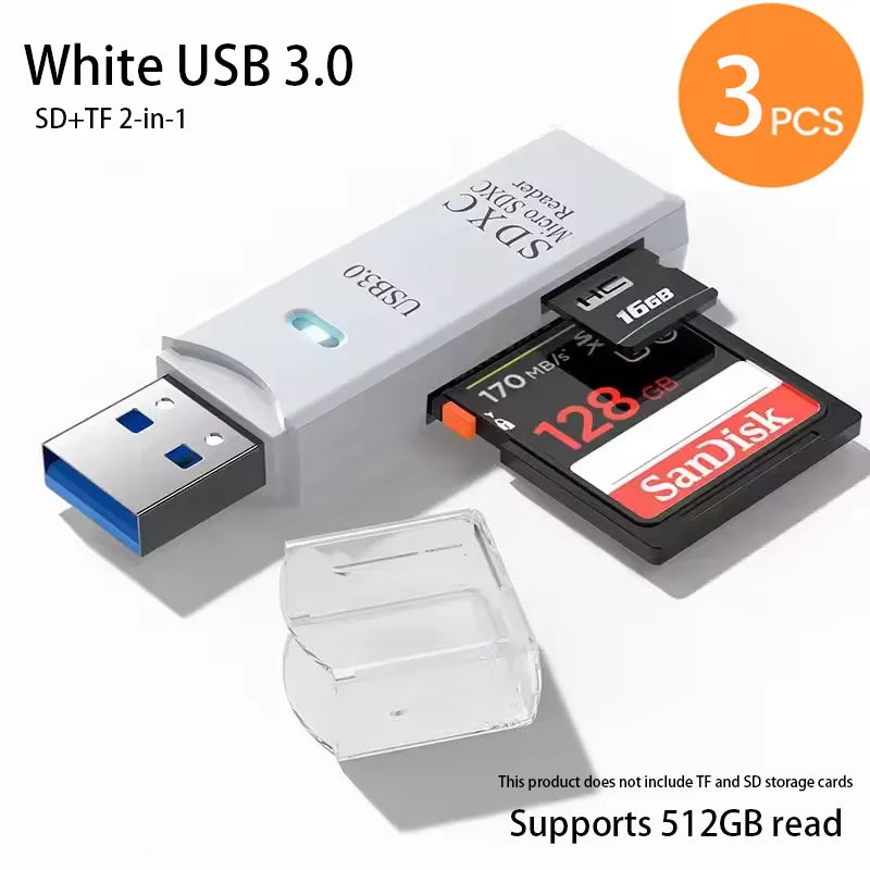 2-in-1 Multi Functional USB 3.0 Card ReaderMicro SD TFMemoryCardReaderUSBFlashDrive CardreaderAdapter For PCLaptops Accessories