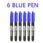 6 Pcs/Set Permanent Art Marker Pen Fine Point Waterproof Ink Thin Nib Crude Nib Black Blue Red Ink 1.5mm Fine Color Marker Pens