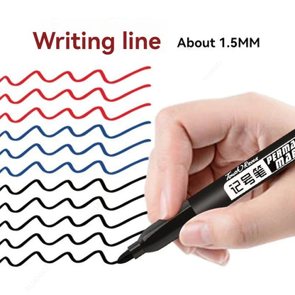 6 Pcs/Set Permanent Art Marker Pen Fine Point Waterproof Ink Thin Nib Crude Nib Black Blue Red Ink 1.5mm Fine Color Marker Pens
