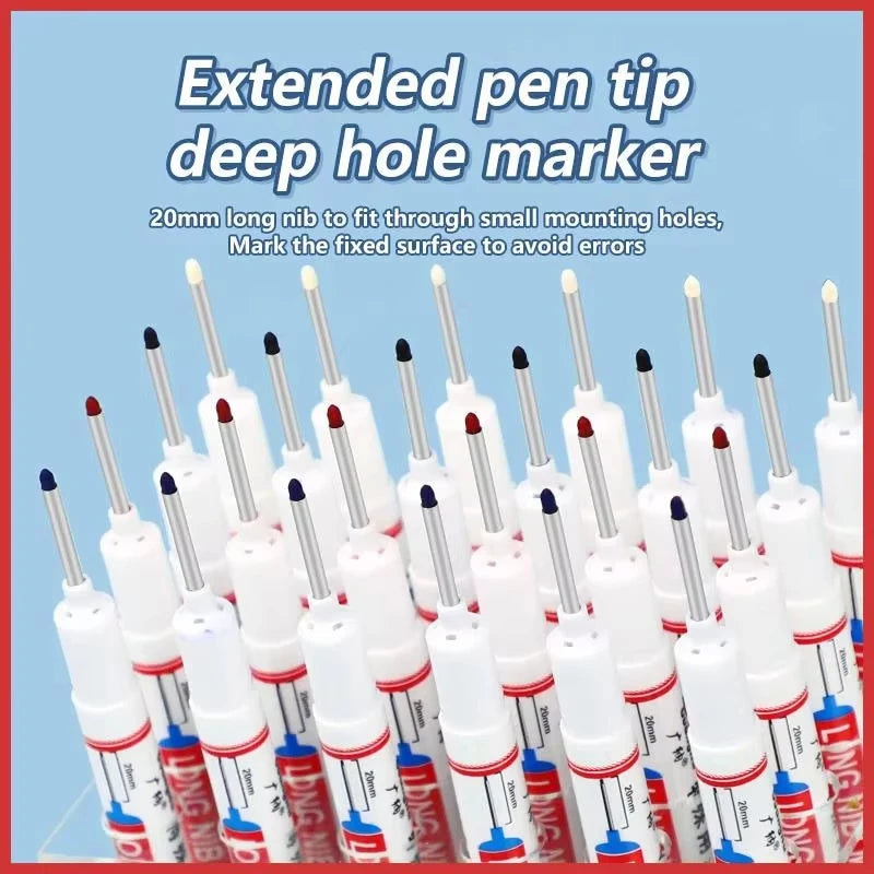 4Pcs/Set 20mm Deep Hole Long Nib Head Markers For Metal Perforating Pen Waterproof Bathroom Woodworking Decoration Multi-Purpose