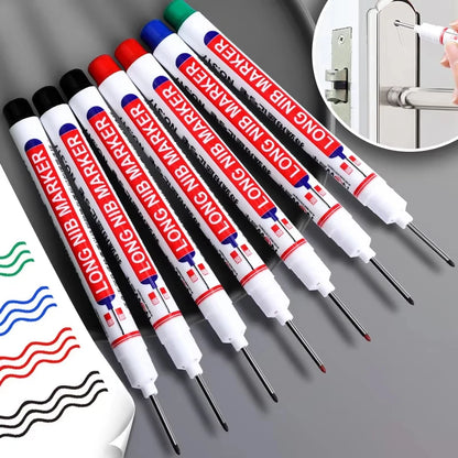 4Pcs/Set 20mm Deep Hole Long Nib Head Markers For Metal Perforating Pen Waterproof Bathroom Woodworking Decoration Multi-Purpose