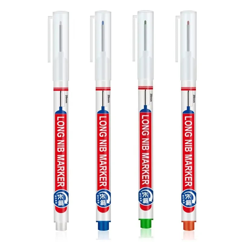 4Pcs/Set 20mm Deep Hole Long Nib Head Markers For Metal Perforating Pen Waterproof Bathroom Woodworking Decoration Multi-Purpose