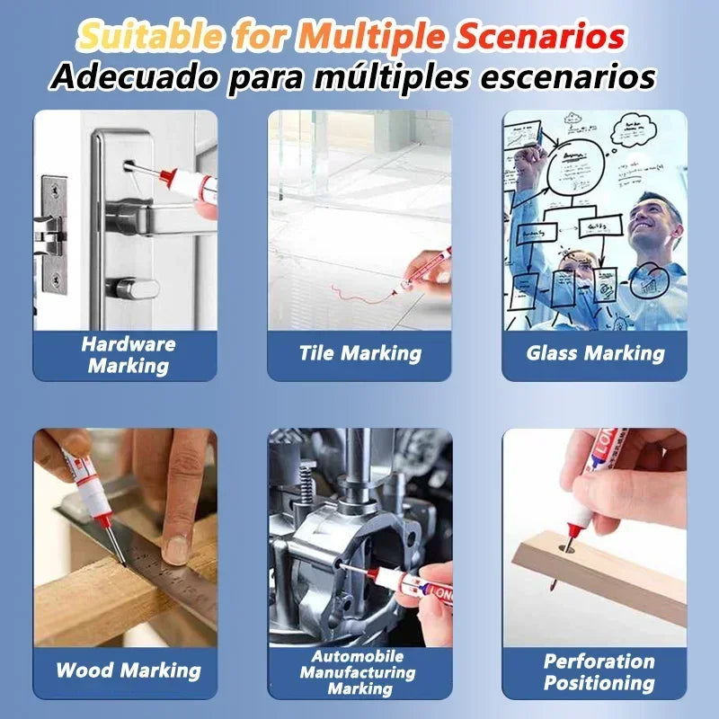 1-40PCS 20mm Deep Hole Long Nib Head Markers For Metal Perforating Pen Waterproof Bathroom Woodworking Decoration Multi-Purpose