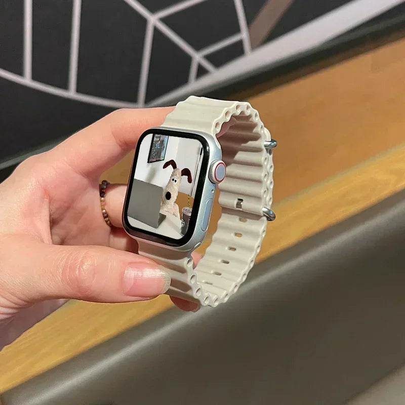 Silicone Ocean band for Apple Watch straps 45mm 46mm 40mm Ultra 2 49mm 44mm 41mm 38-42mm sport bracelet series 10 9 8 7 6 5 4 SE