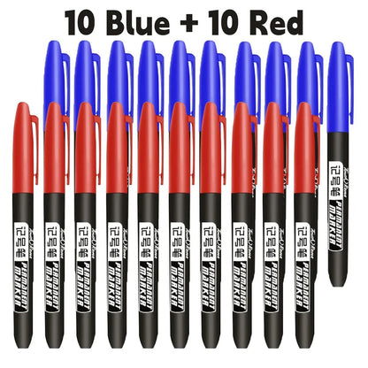 6-20PCs/Set PermanentMarker Pen Fine Point Waterproof Markers Thin Nib Crude Nib Black Blue Red Ink 1.5mm Fine Color Marker Pens