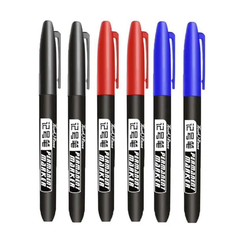 6-20PCs/Set PermanentMarker Pen Fine Point Waterproof Markers Thin Nib Crude Nib Black Blue Red Ink 1.5mm Fine Color Marker Pens