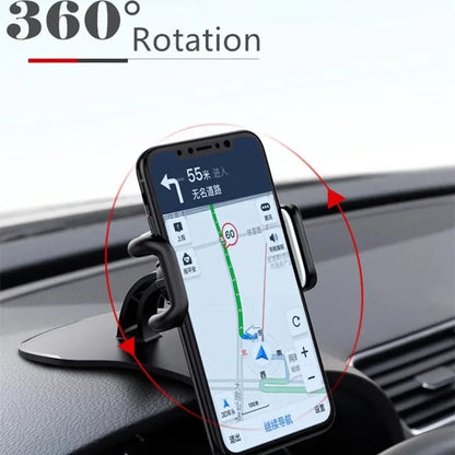 Universal Car Phone Holder - 360° Rotatable Auto Grip Dashboard Stand for Mobile Phones